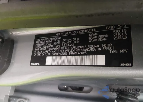 2013 Volvo Xc60 3.2 Platinum z USA, uszkodzony, nr VIN YV4952DL9D2428441